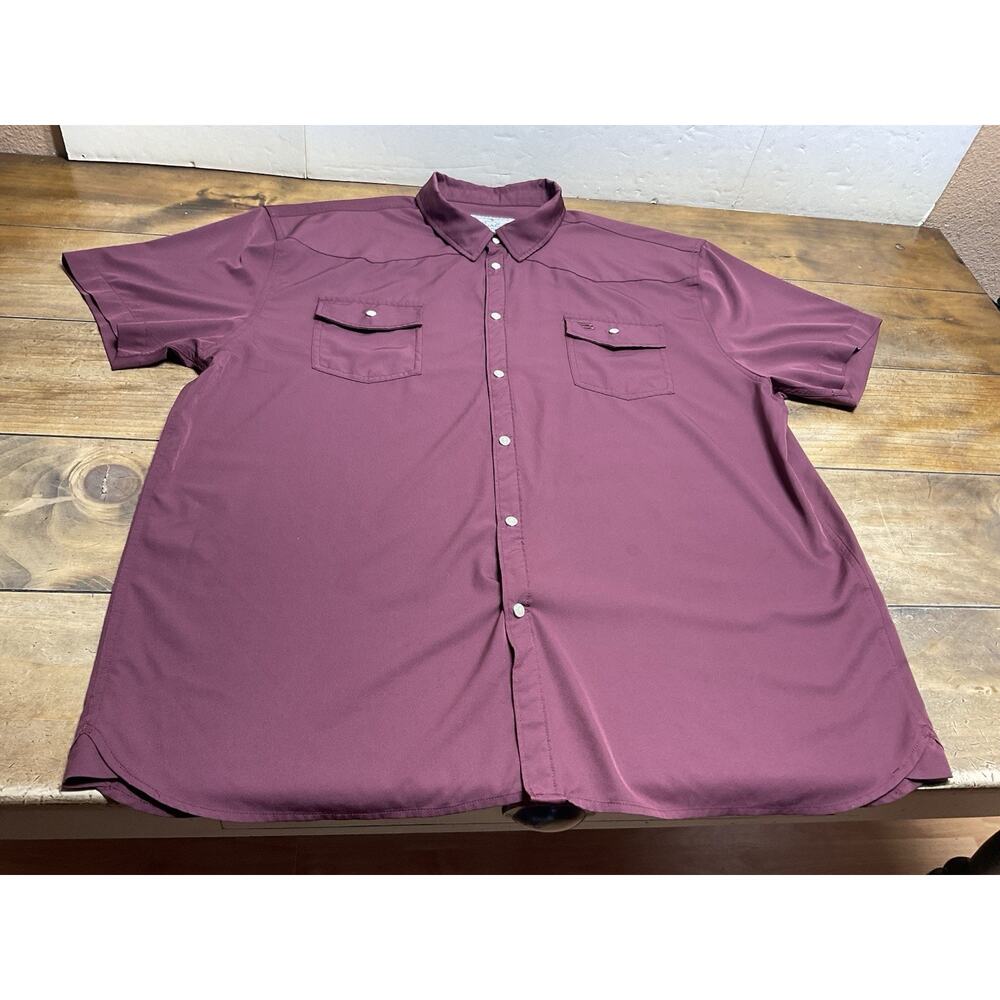 Burlebo Shirt Mens 2XL Performance Western Shirt Maroon Snap FLAW
